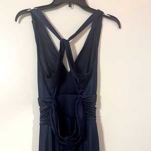 Long Blue Backless Express Dress